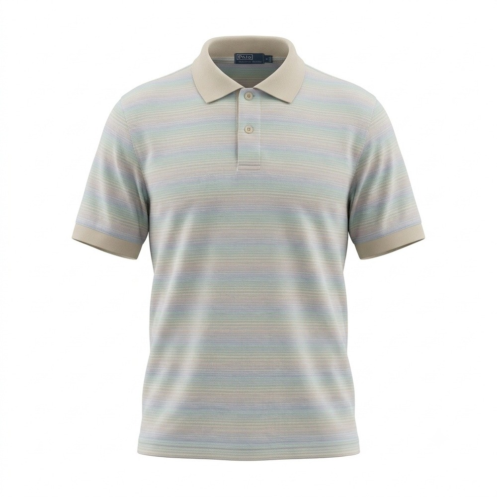 Como Sport Mens Large Polo‎ Shirt Made in Italy Double Mercerized Cotton Striped
